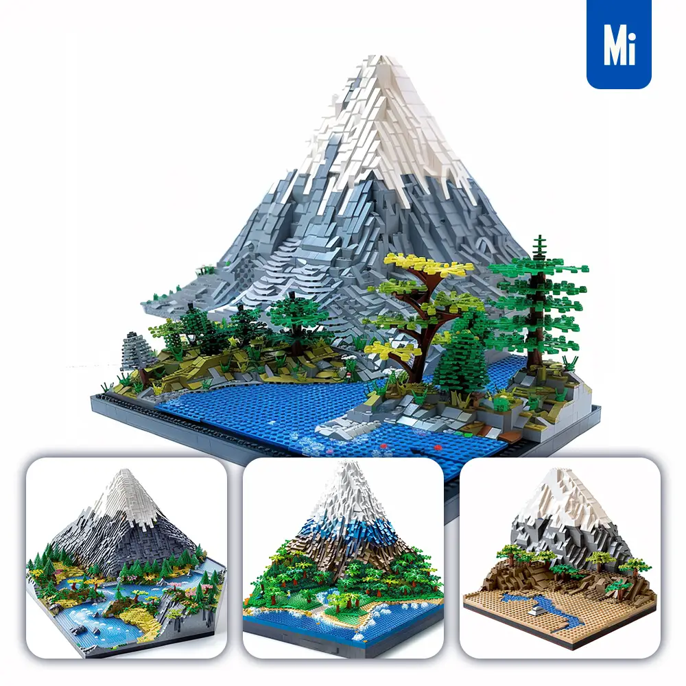Midjourney Prompt Japan Mount Fuji Assembled 3D Lego Model Scene