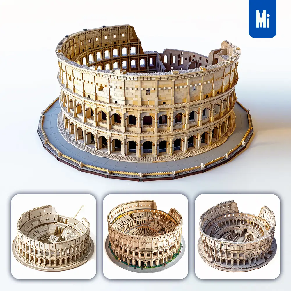 Midjourney Prompt Rome Roman Colosseum Assembled 3D Lego Model Scene