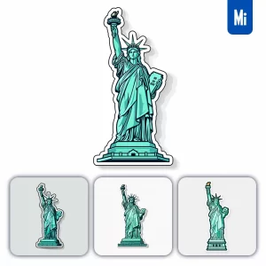 Midjourney Prompt Statue of Liberty America Logo Vector Sticker Line Cartoon