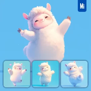 Midjourney Prompt Alpaca Cute Happy 3D Character Design Cartoon