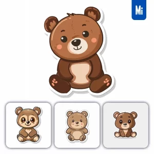 Midjourney Prompt Bear Logo Vector Sticker Cute Line Cartoon