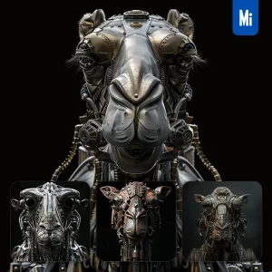 Midjourney Prompt Camel Mechanical Head 3D Mecha Robotic Science Fiction AI