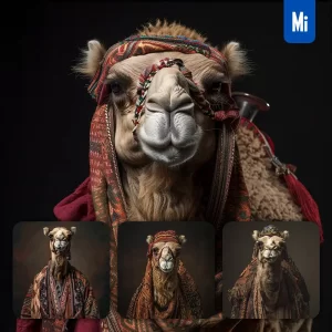 Midjourney Prompt Camel Portrait Man Arab Burka Bisht Photography