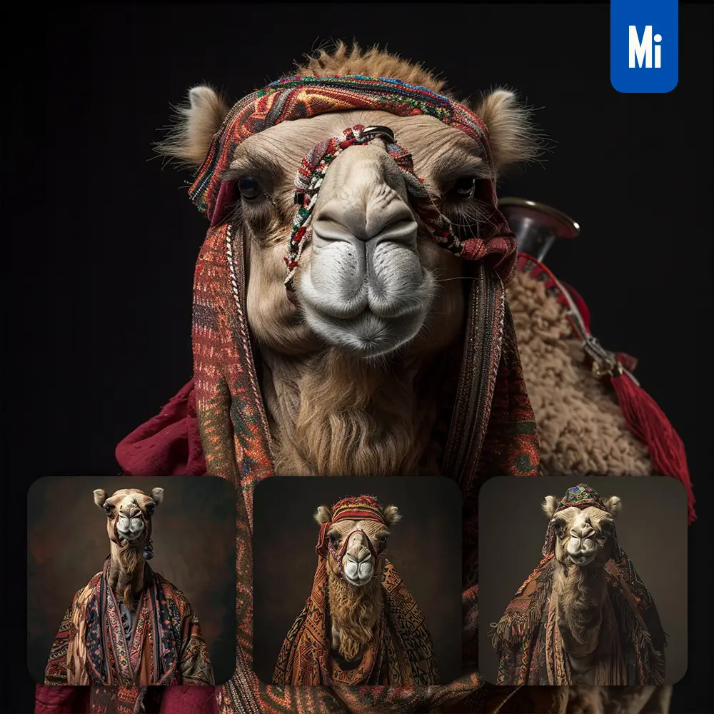 Midjourney Prompt Camel Portrait Man Arab Burka Bisht Photography