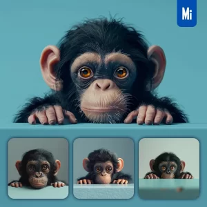 Midjourney Prompt Chimpanzee Monkey Plush Toy Head Cute Front 3D Animation