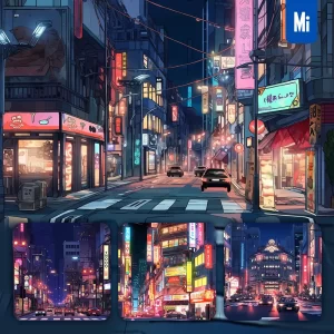 Midjourney Prompt City Street Car Building Road Cartoon Illustration