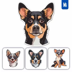 Midjourney Prompt Dog Logo Vector Sticker Cute Line Cartoon