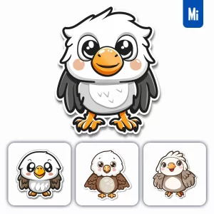Midjourney Prompt Eagle Logo Vector Sticker Cute Line Cartoon