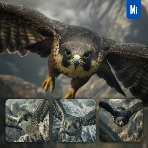 Midjourney Prompt Falcon Fly Flying Hunt Sky Photography