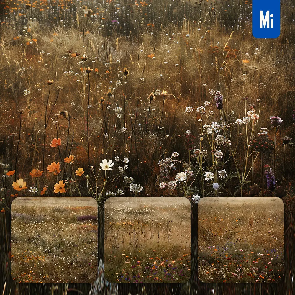 Midjourney Prompt Flower Meadow Wildflower Grass Weed Grassland Vintage Antiquated Old Oil Painting