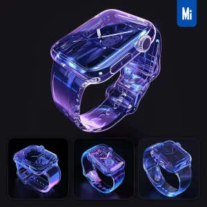 Midjourney Prompt IWatch Apple Watch 3D Blue Transparent Structure