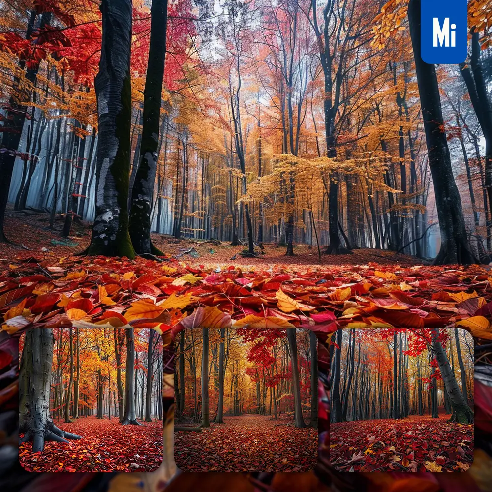 Midjourney Prompt Leaves Forest Autumn Tree Branch Landscape Photography