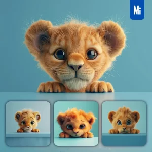 Midjourney Prompt Lion Plush Toy Head Cute Front 3D Animation