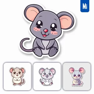 Midjourney Prompt Mice Mouse Logo Vector Sticker Cute Line Cartoon