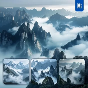 Midjourney Prompt Mountain Range Misty Mist Peak Cloud Landscape Photography