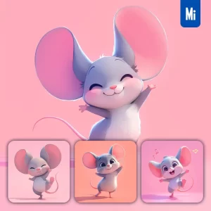 Midjourney Prompt Mouse Mice Cute Happy 3D Character Design Cartoon