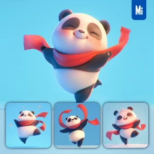 Midjourney Prompt Panda Cute Happy 3D Character Design Cartoon