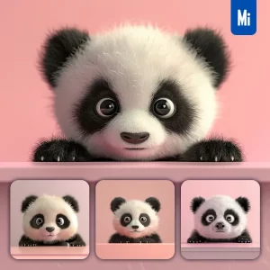 Midjourney Prompt Panda Plush Toy Head Cute Front 3D Animation