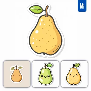 Midjourney Prompt Pear Logo Vector Sticker Cute Line Cartoon