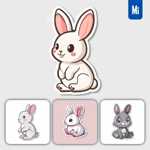 Midjourney Prompt Rabbit Bunny Logo Vector Sticker Cute Line Cartoon