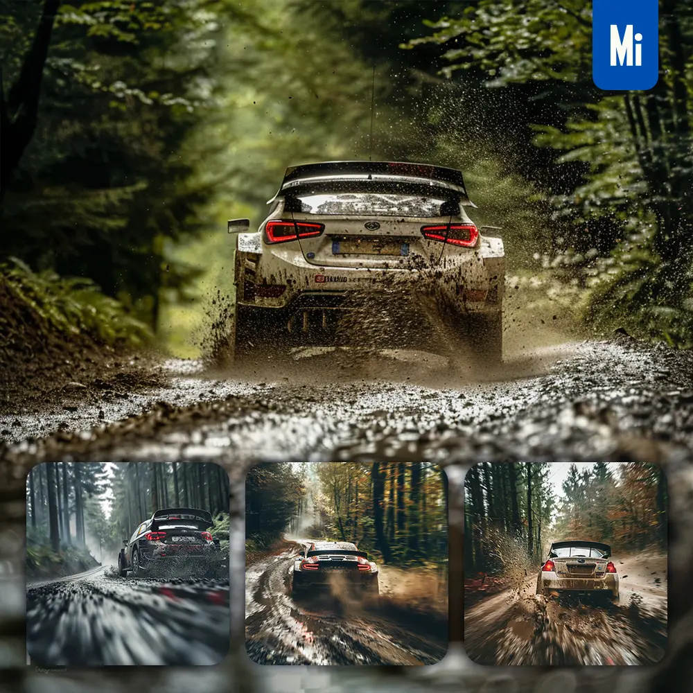Midjourney Prompt Rally Racing Car Forest WRC Back Speed Photography