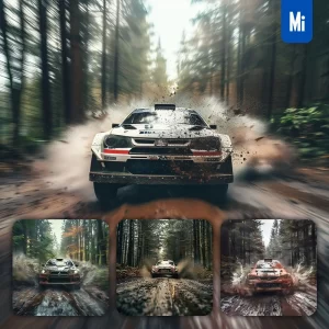 Midjourney Prompt Rally Racing Car Front Forest WRC Speed Photography
