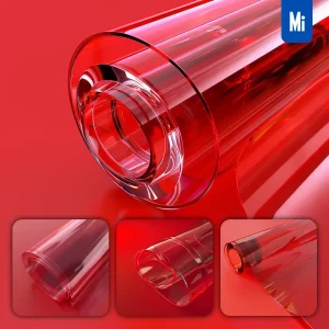 Midjourney Prompt Red Roll Transparent 3D Glass Plastic