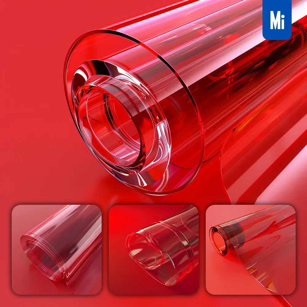 Midjourney Prompt Red Roll Transparent 3D Glass Plastic