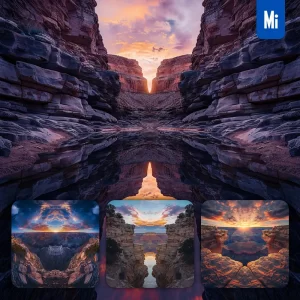 Midjourney Prompt Sunset Canyon Rock Landscape Photography