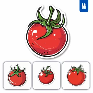 Midjourney Prompt Tomato Logo Vector Sticker Cute Line Cartoon