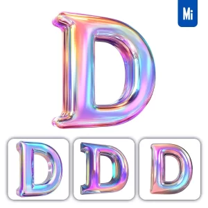 Midjourney Prompt D Letter 3D Pastel Hologram Holographic Colorful Icon Model