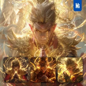 Midjourney Prompt Monkey King Sun Wukong Painting Golden Light Eyes Buddha Energy