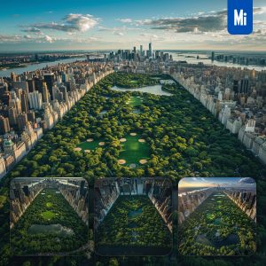 Midjourney Prompt New York City Central Park Green Expanse Skyscraper Lawn Landscape Photography
