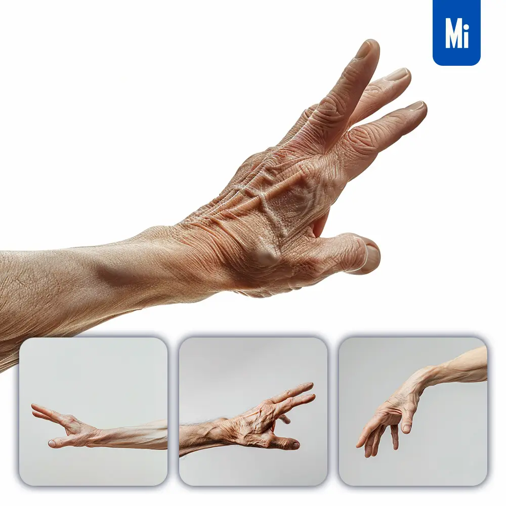 Midjourney Prompt Aged Old Hand Open Palm Man Woman Human Photography