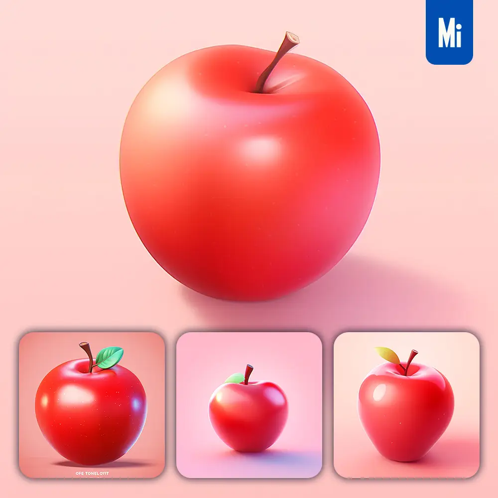 Midjourney Prompt Apple 3D Icon Game Cartoon Cute Lovely