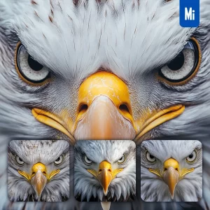 Midjourney Prompt Bald Eagle Eyes Head Straight Face Detailed Close Up Photography