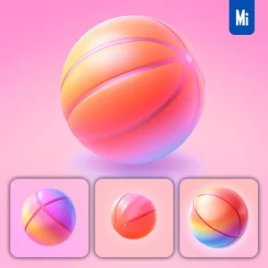 Midjourney Prompt Basketball 3D Icon Game Cartoon Cute Lovely