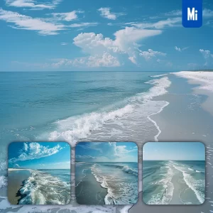 Midjourney Prompt Beach Blue Water Sandy Wave Shore Landscape Photography
