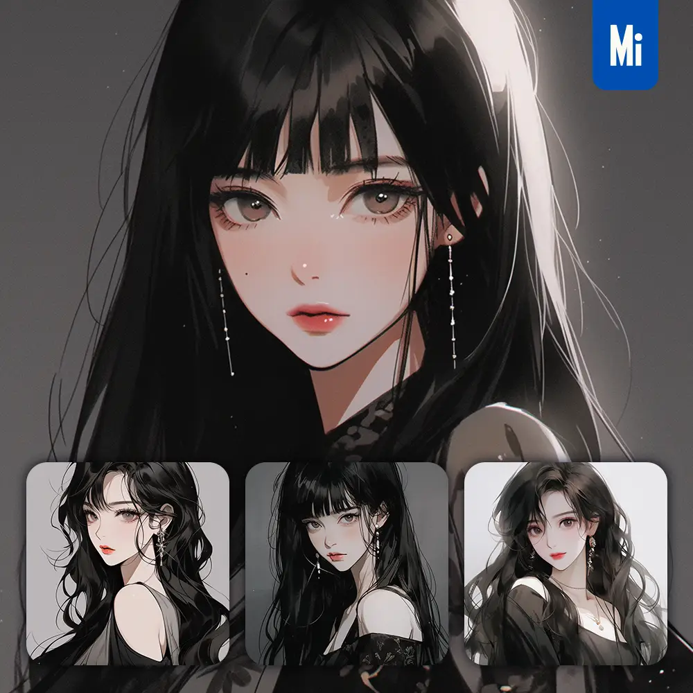 Midjourney Prompt Beautiful Woman Girl Lady Face Colorful Portrait Animation Cartoon