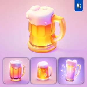 Midjourney Prompt Beer Glass 3D Icon Game Cartoon Cute Lovely