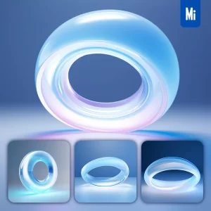 Midjourney Prompt Blue Azure White Circle Round Annulus 3D Background Wallpaper