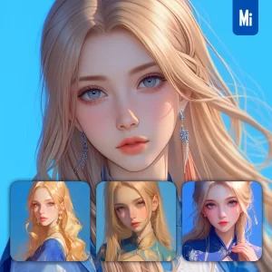 Midjourney Prompt Blue Beautiful Woman Girl Lady Face Portrait Animation Cartoon