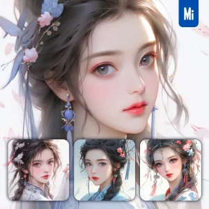 Midjourney Prompt Blue Fairy Chinese Beautiful Asian Woman Girl Lady Face Portrait Animation Cartoon Painting