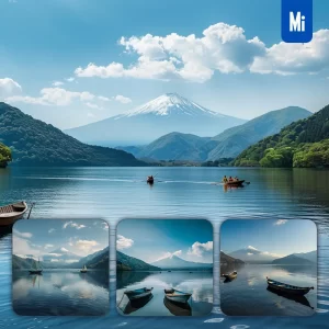 Midjourney Prompt Boat Mount Fuji Mountain Water Lake Japanese Landscape Photography