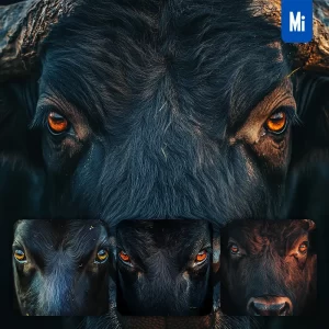 Midjourney Prompt Buffalo Eyes Head Straight Face Detailed Close Up Photography