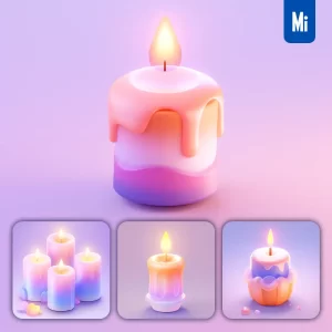 Midjourney Prompt Candle 3D Icon Game Cartoon Cute Lovely