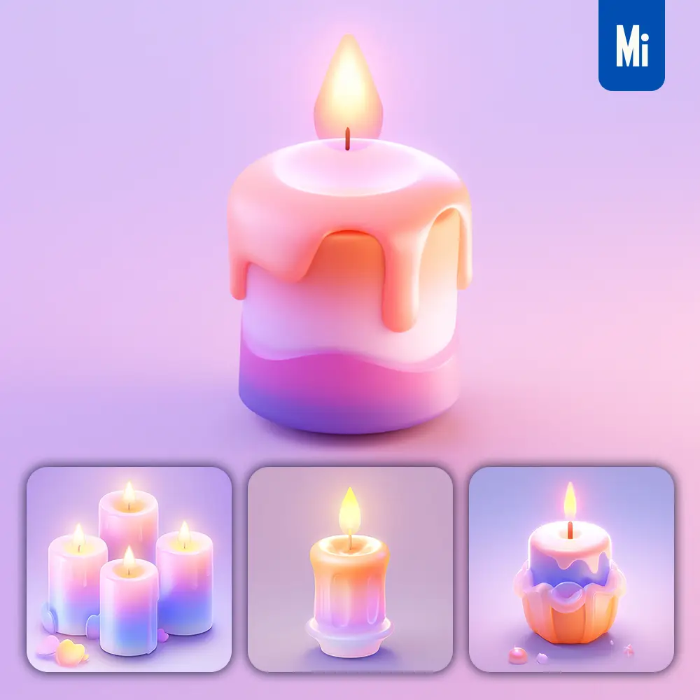 Midjourney Prompt Candle 3D Icon Game Cartoon Cute Lovely