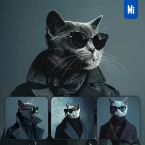 Midjourney Prompt Cat Sunglasses Suit Coat Esquire Fashion Vogue Photography