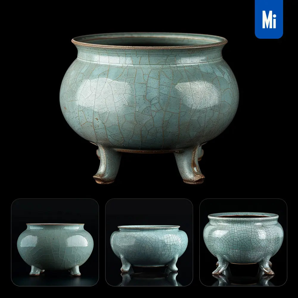 Midjourney Prompt Censer Chinese Porcelain China Crackle Glaze Pattern Ceramic Photography