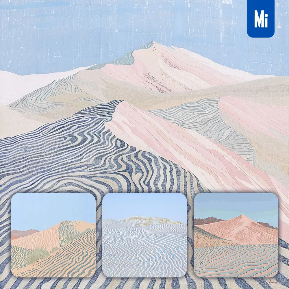 Midjourney Prompt Desert Sand Dune Textured Blue Sky Illustration Painting